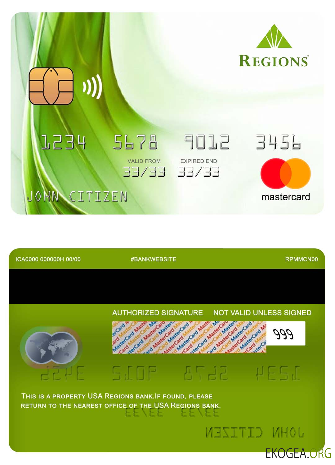 Mastercard bancaire des régions des États Unis